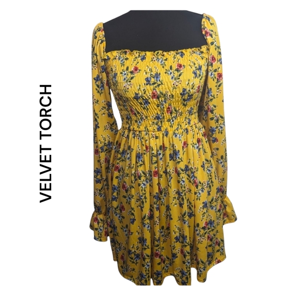 Velvet Torch Dresses & Skirts - Velvet Torch | NWOT Midi Long Sleeve Yellow Floral Dress | Size Small